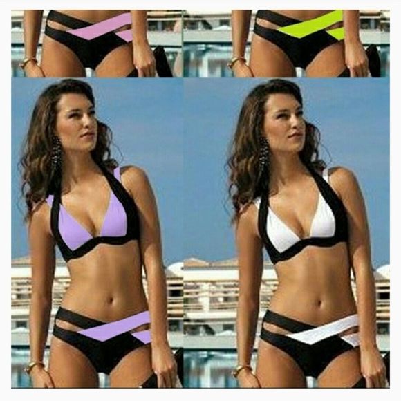 Purple  sexy Bandage Swimsuit Strappy Swimwear - Picture 4 of 5